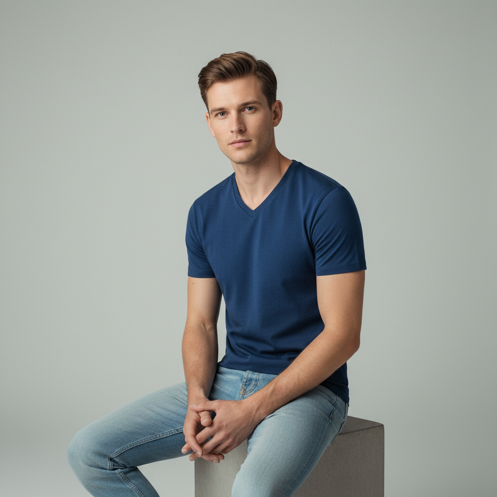 Herren V-Neck T-Shirt mit Frischewirkung
